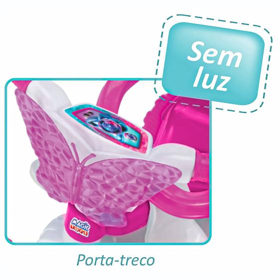 Imagem de Triciclo Infantil Rosa Para Meninas Butterfly Motoca Com Haste Colorida - Magic Toys