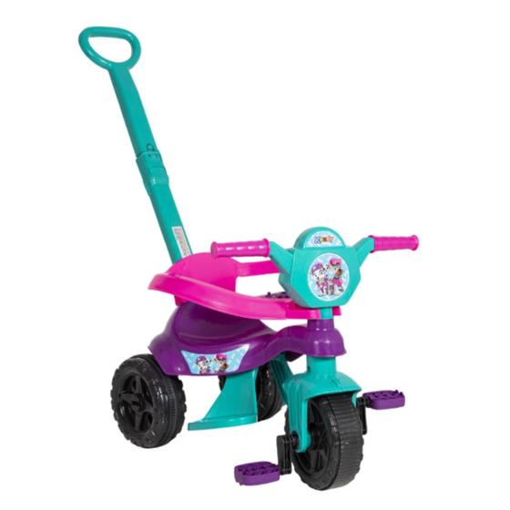 Imagem de Triciclo Infantil Suporta Até 16kg Menina Com Haste De Empurrar Motoca Velotrol Proteção Lateral Com Pedal Kendy Brinquedos