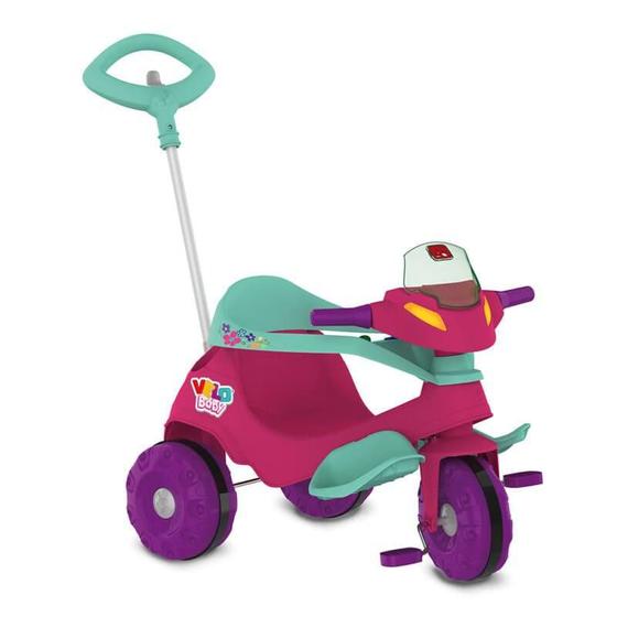 Imagem de Triciclo Infantil Velobaby Passeio e Pedal Rosa - Bandeirante