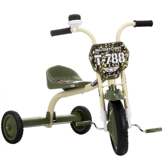 Imagem de Triciclo Infantil Velotrol Motinha Ultra Bikes Militar Boy Verde Com Number Plate