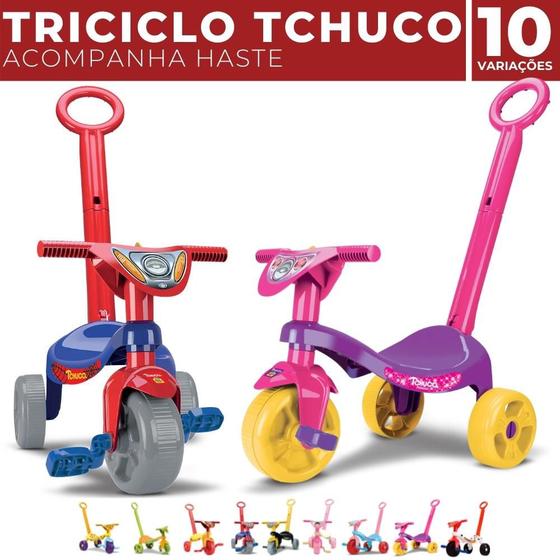 Imagem de Triciclo Infantil Velotrol Tico Tico Tchuco Passeio Homem Aranha c/ Haste Removível
