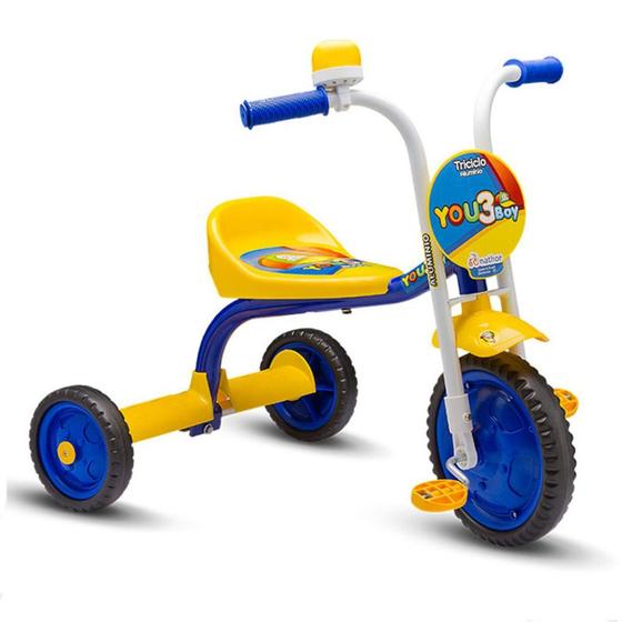 Imagem de Triciclo Infantil You 3 Boy Nathor - Cor Azul Com Amarelo