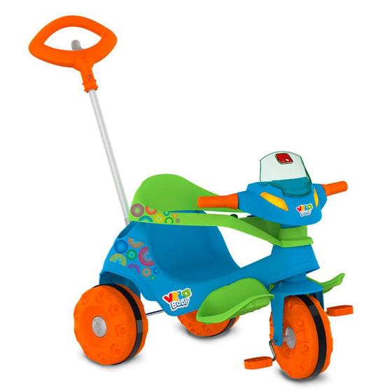 Imagem de Triciclo Mototico Velobaby 356 Bandeirante Com Haste de Passeio e Pedal Azul