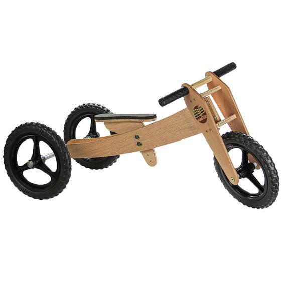 Imagem de Triciclo que vira Bicicleta de Madeira Woodbike - 3 Estágios - Preto - Camará