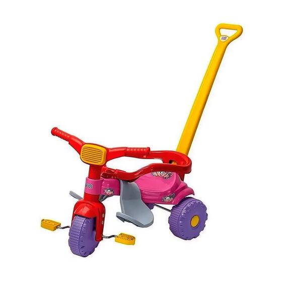 Imagem de Triciclo Tico-Tico da Mônica com Aro Protetor e Haste Rosa - 2563 - Magic Toys