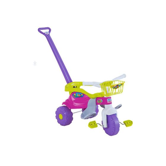 Imagem de Triciclo tico Tico Festa Rosa Motoca Infantil Com Cestinha - Magic Toys