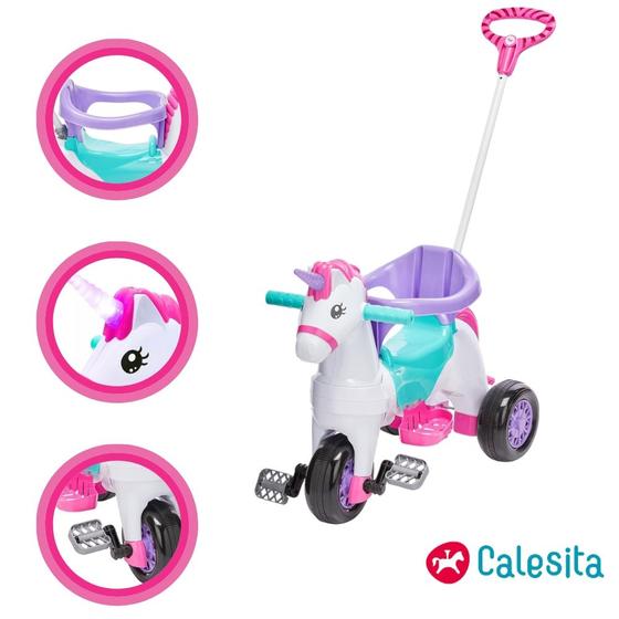 Triciclo Unicornio Fantasy Rosa Carrinho de passeio e Pedal Calesita Brinquedos Menor preço em Triciclo Unicornio Fantasy Rosa Carrinho de passeio e Pedal Calesita Brinquedos