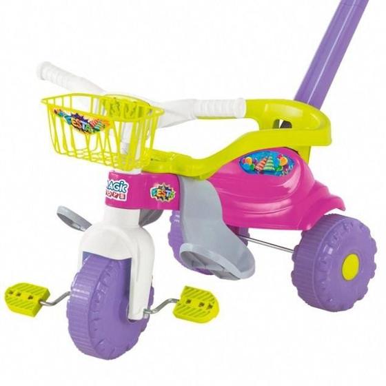 Imagem de Triciclo Velotrol Infantil Bebe Motoca Festa Rosa Magic Toys