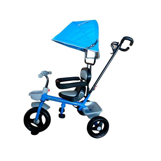 Imagem de Triciclo Velotrol Infantil com Capota e Haste para Empurrar Azul Importway Bw084az