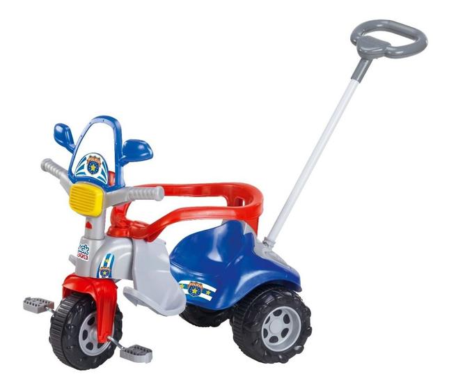 Imagem de Triciclo Velotrol Infantil Polícia C/ Som Luz Proteção Empurrador - Magic Toys