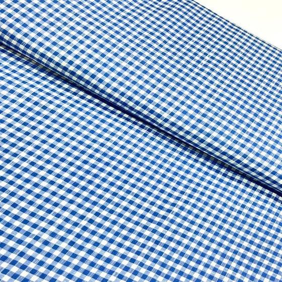 Imagem de Tricoline Xadrez Fio Tinto Azul Cobalto