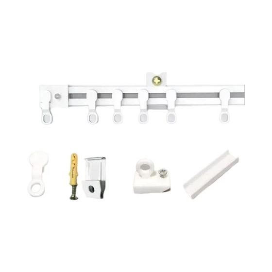 Barra De Cortina Sin Agujeros Sistema De Pista Autoadhesivo 40-600cm - Riel Deslizante Silencioso Para Techo Y Pared