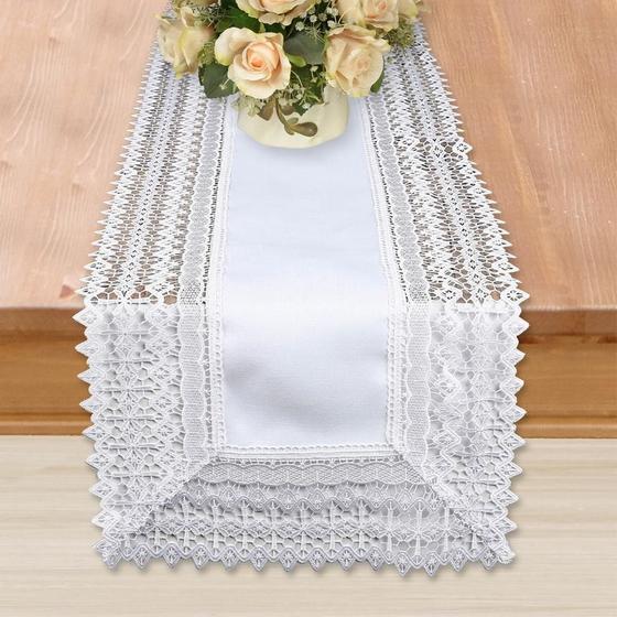 Imagem de Trilho de Mesa Renda Guipir Branco 40x220cm - Poliéster