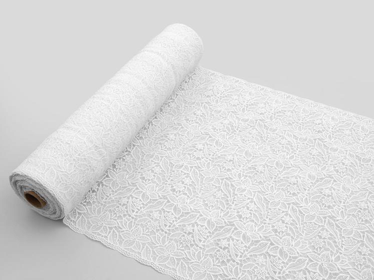 Imagem de Trilho de Mesa Rendeira Rolo 50cm x 20m Branco Flor Kapazi 