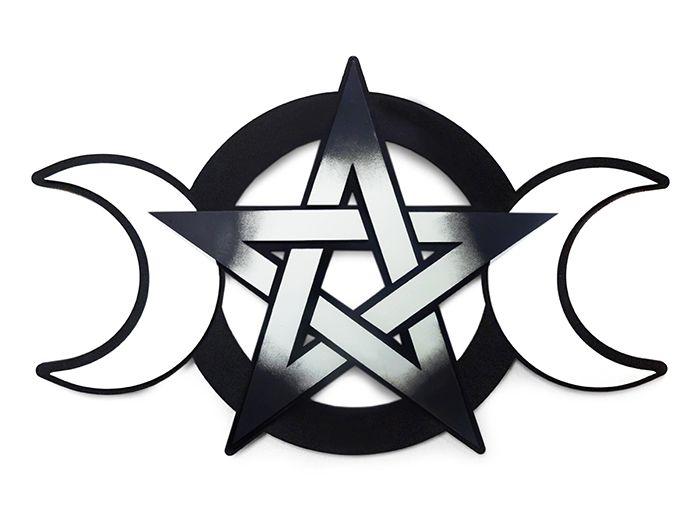 Imagem de Triluna Wicca Quadro Pentagrama Decoração De Parede 30x48cm em MDF 6mm