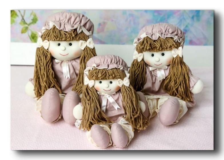 Imagem de Trio boneca de pano rosa seco para Nichos e decorações quarto de bebê