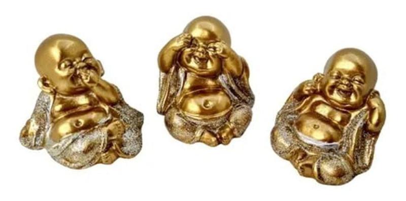Imagem de Trio Buda Monge Sábio Decoração Enfeite Presente Budismo - Casa Shiva