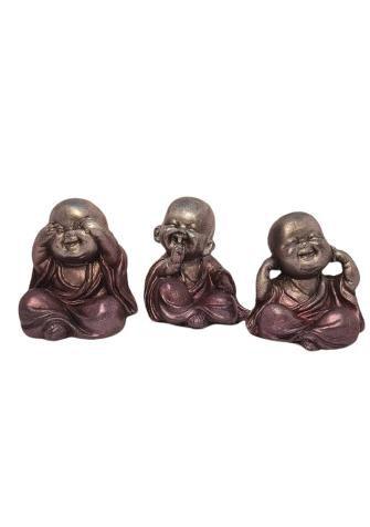 Imagem de TRIO BUDAS DA SABEDORIA EM DEGRADE METÁLICO E ROXO - PEÇA EM GESSO Estatueta