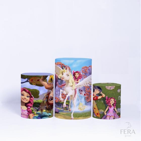 Imagem de Trio Capa Cilindro 3d Festa Infantil Sublimado Veste Fácil C/elástico Mundo Mia