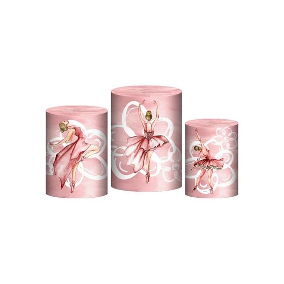 Imagem de Trio Capa Cilindro Bailarina 3D Em Tecido Com Elástico
