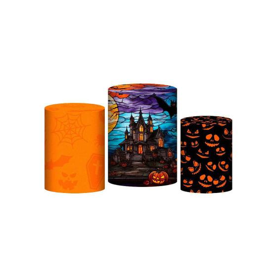 Imagem de Trio Capa Cilindro Halloween 3D Em Tecido Com Elástico