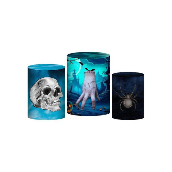 Imagem de Trio Capa Cilindro Halloween 3D Em Tecido Com Elástico