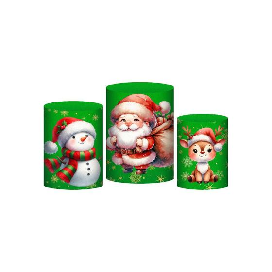 Imagem de Trio Capa Cilindro Natal 3D Em Tecido Com Elástico