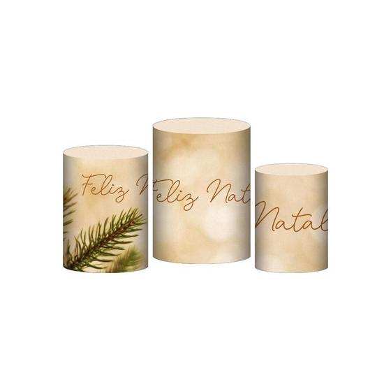 Imagem de Trio Capa Cilindro Natal 3D Em Tecido Com Elástico