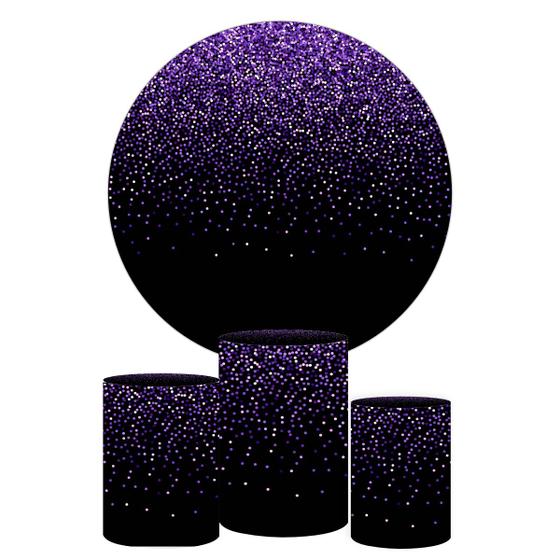 Imagem de Trio Capa Cilindro + Painel Redondo Glitter Roxo