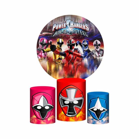 Imagem de Trio Capa Cilindro + Painel Redondo Power Rangers 1,50M