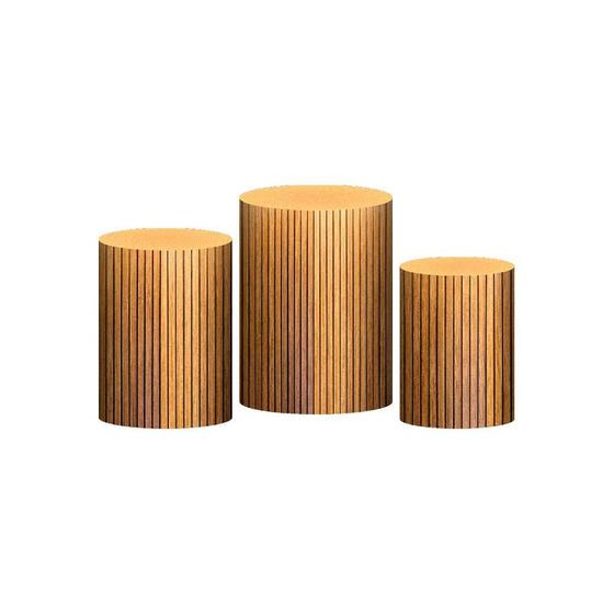 Imagem de Trio Capa Cilindro Ripados 3D Em Tecido Com Elástico