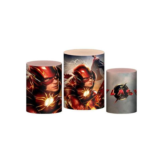 Imagem de Trio Capa Cilindro The Flash 3D Em Tecido Com Elástico