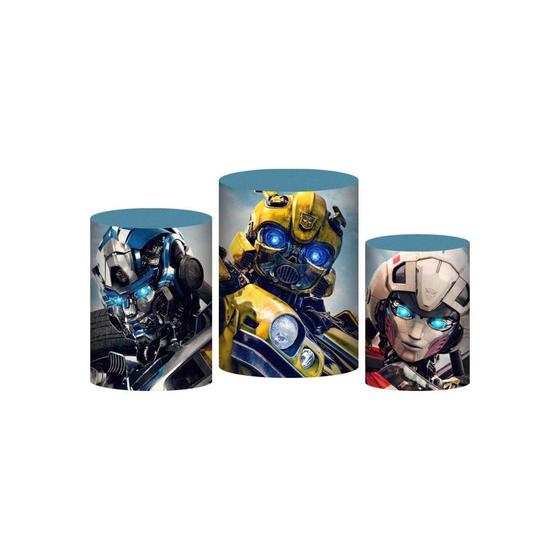 Imagem de Trio Capa Cilindro Transformers 3D Em Tecido Com Elástico