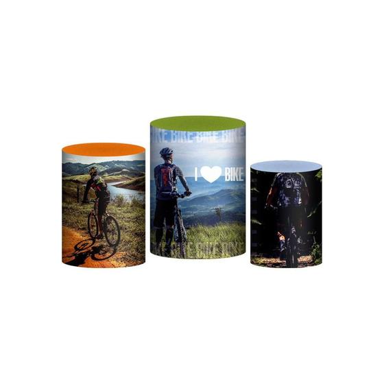 Imagem de Trio Capas Cilindros Sublimado Bike Em Tecido Veste Fácil