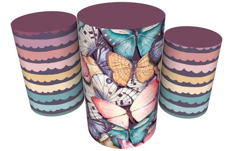 Imagem de Trio Capas De Cilindro C/ Elástico Borboletas