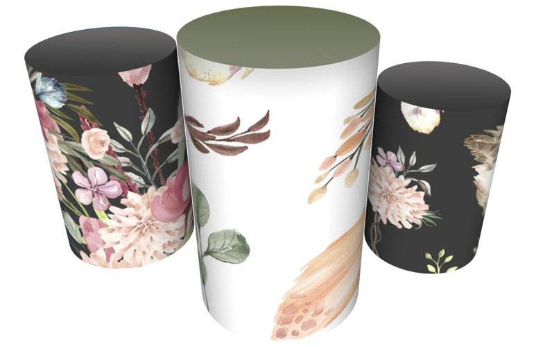 Imagem de Trio Capas De Cilindro Veste Fácil C/ Elástico Boho