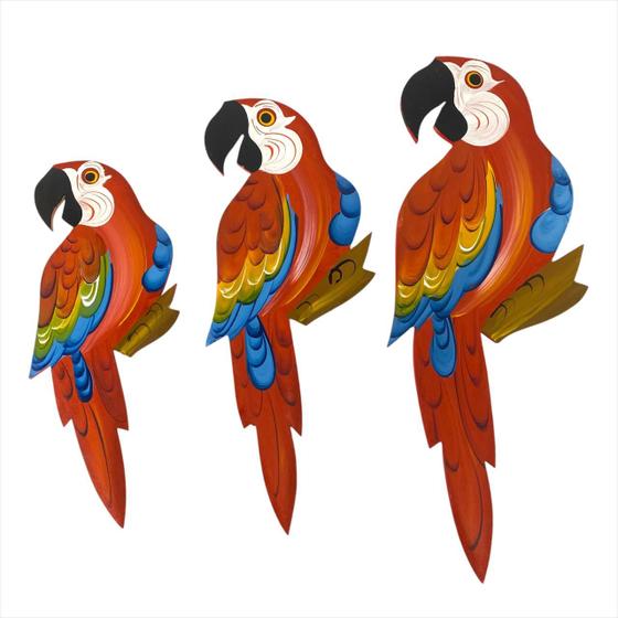 Imagem de Trio De Arara G Decoração Kit Quadro Mdf Para Varanda Jardim Sacada Sitio