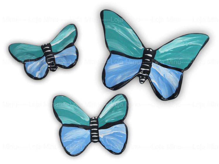 Imagem de Trio de borboletas decoração casa e jardim pintado a mão