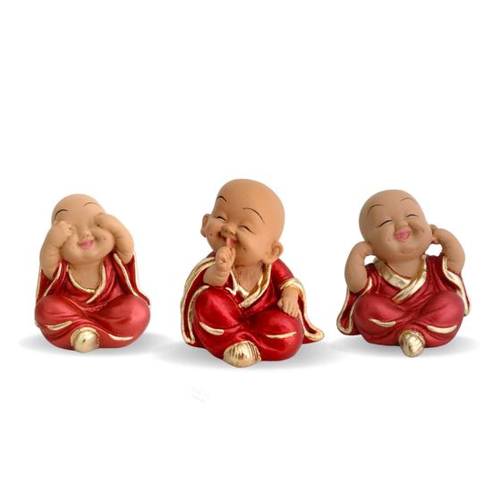 Imagem de Trio De Buda Bebê Cego Surdo Mudo Estatueta 8 Cm - Várias Variedades