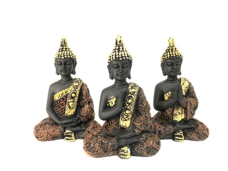 Imagem de Trio De Buda Resina Mudras Atmanjali, Abhaya E Dhynana