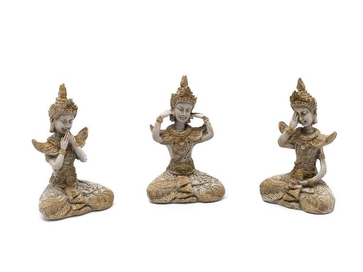 Imagem de Trio De Budas Sábios Surdo, Cego E Mudo 14 Cm Em Resina