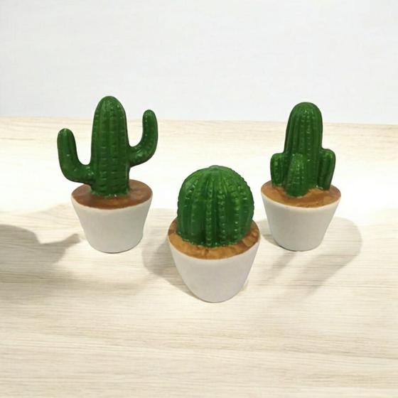 Imagem de Trio De Cacto Miniatura Decoração Verde Escuro