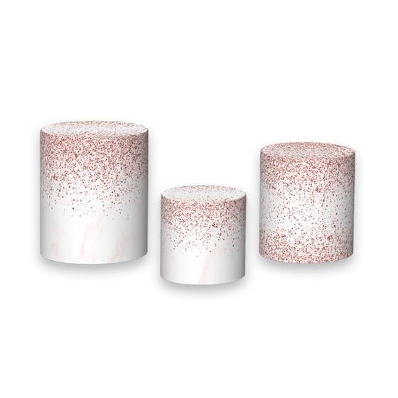 Imagem de Trio De Capa Cilindro - Efeito Glitter Rose com Mármore 062