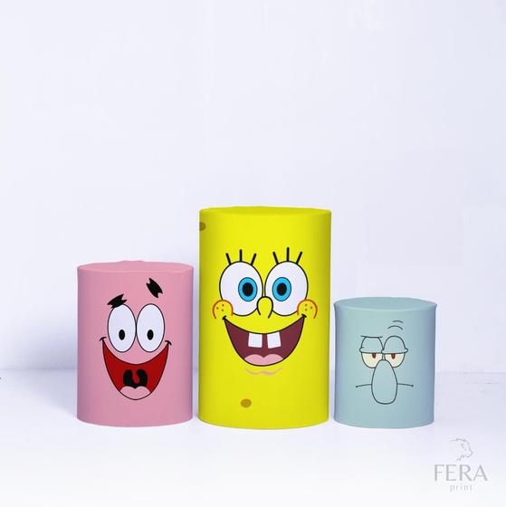 Imagem de Trio de Capa Cilindro para Festa Infantil Veste Fácil C/elástico Bob Esponja