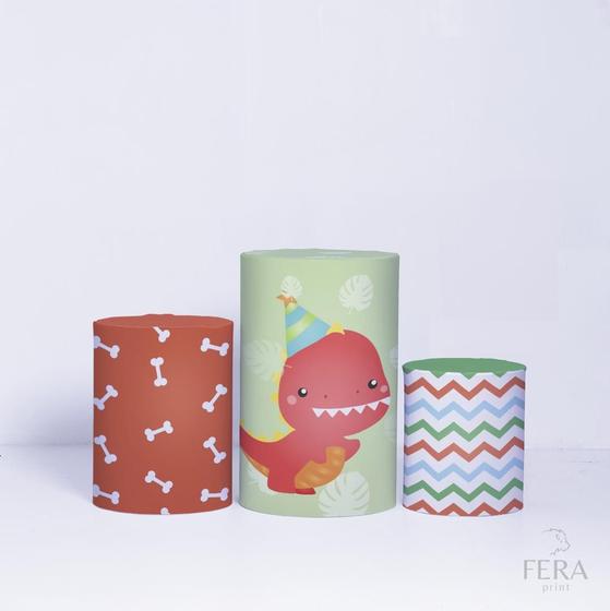Imagem de Trio de Capa Cilindro para Festa Infantil Veste Fácil C/elástico Dino Baby