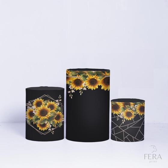 Imagem de Trio de Capa Cilindro para Festa Veste Fácil C/elástico Flores