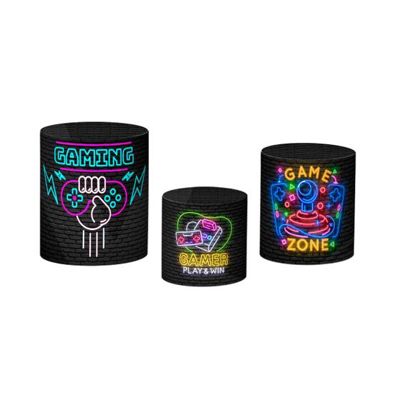 Imagem de Trio De Capa Cilindro - Video Game Retro Efeito Neon 001