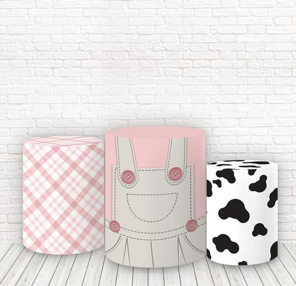 Imagem de Trio De Capas 3D Sublimado Fazendinha Rosa Fcc-443
