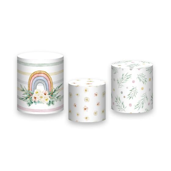 Imagem de Trio de Capas de Cilindro - Arco-Íris Boho com Flores 005
