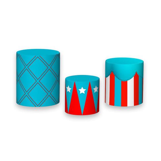 Imagem de Trio de Capas de Cilindro -  Circo Clássico Tenda Azul Claro e Vermelho 022